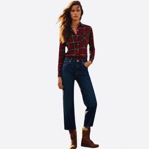 Abercrombie & Fitch Plaid Flannel Button Down Shirt Fall Tartan Heritage Top